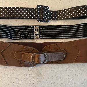 Set of Three Stylish Belts - Polka Dot, Striped, and Brown